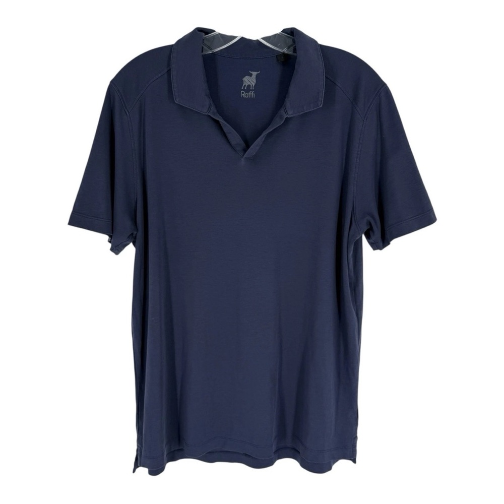 Raffi Silvio Polo Shirt Mens Size Large Blue Cotton Knit Short Sleeve Broken-In